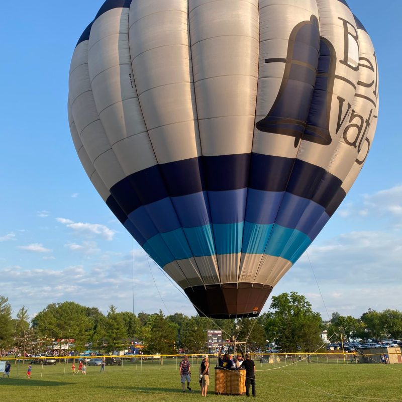 a large balloon in the air